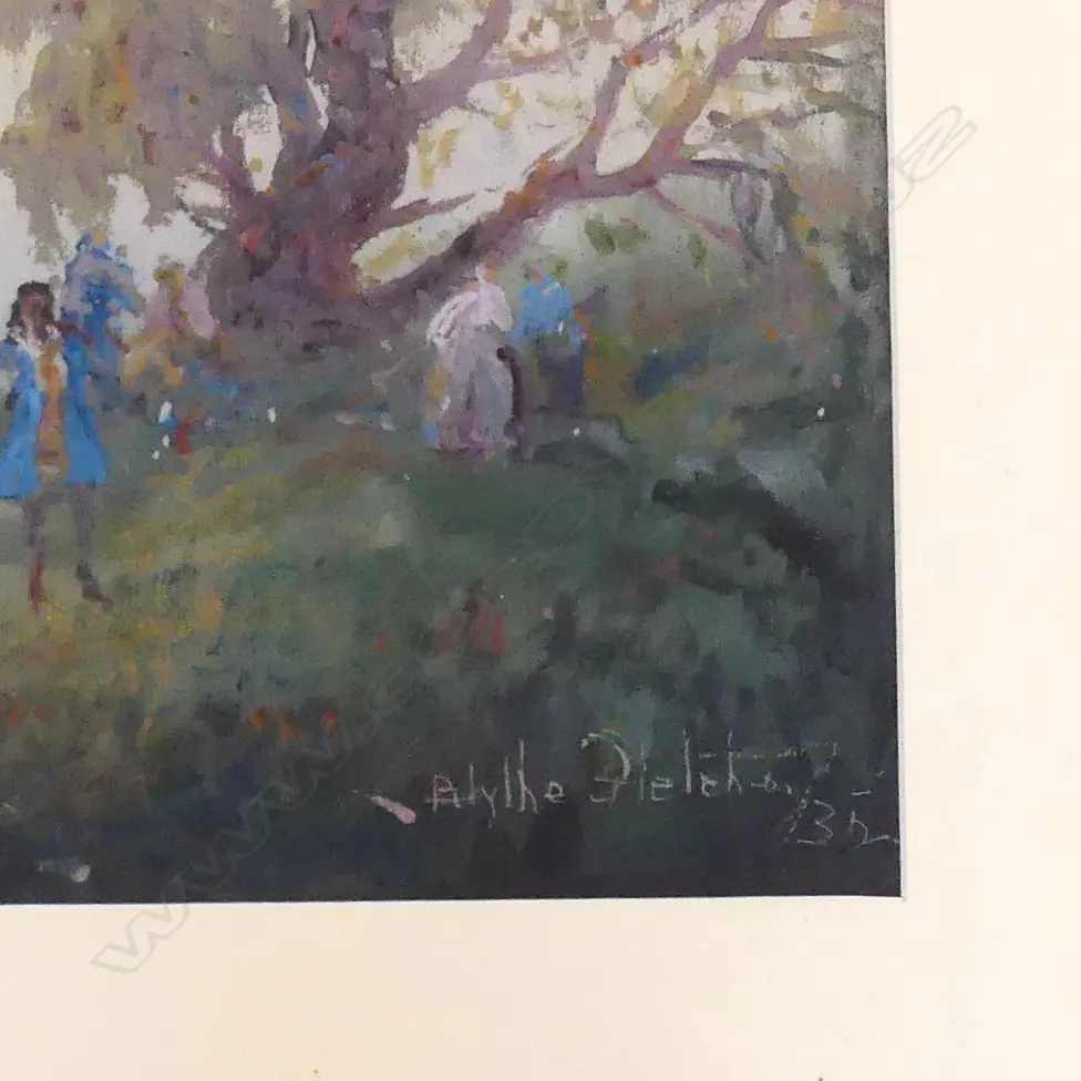 BLYTHE FLETCHER GOUACHE PAINTING DANCERS OUTDOOR Image 1++