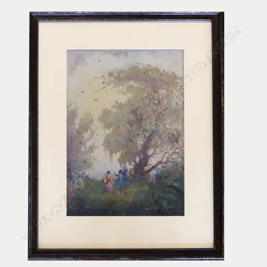 BLYTHE FLETCHER GOUACHE PAINTING DANCERS OUTDOOR