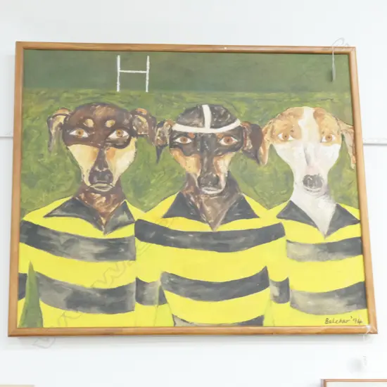 DOG RUGBY PLAYER PAINTING