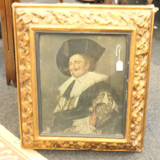 VINTAGE FANCY GILT FRAMED PRINT FRANS HALS LAUGHING CAVALIER