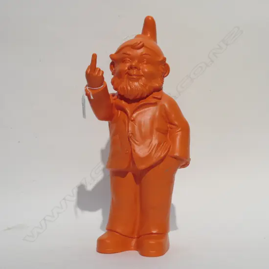 OTTMAR HORL ORANGE PLASTIC GNOME FLIPPING MIDDLE FINGER