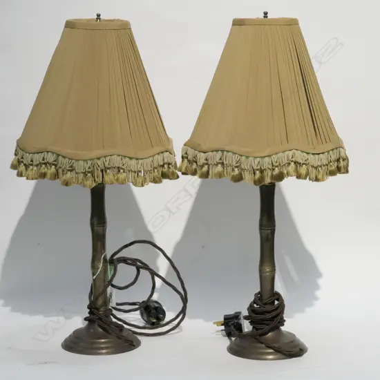 PR OF BRASS TABLE LAMPS H 570 MM