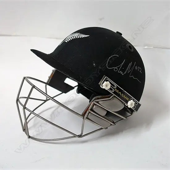 Colin Munro Masuri signed and worn test cricket helmet