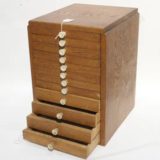 SMALL OAK COLLECTORS CABINET W. 295