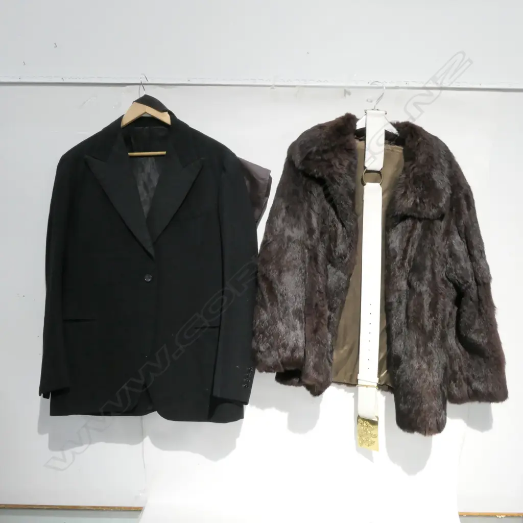 SUEDE BELT W/ COAT OF ARMS + DINNER JACKET + RABBIT FUR Image 1++