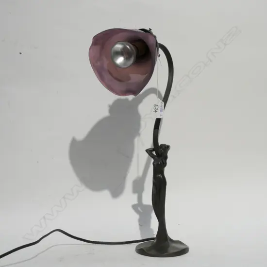 BRONZE ART NOUVEAU STYLE LADY LAMP 