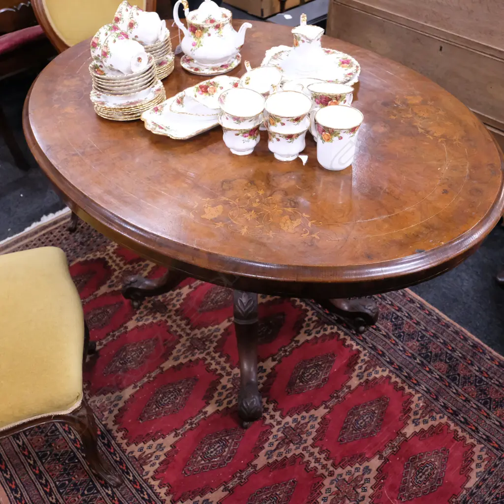 WALNUT INLAID LOO TABLE W. 1200 Image 1++
