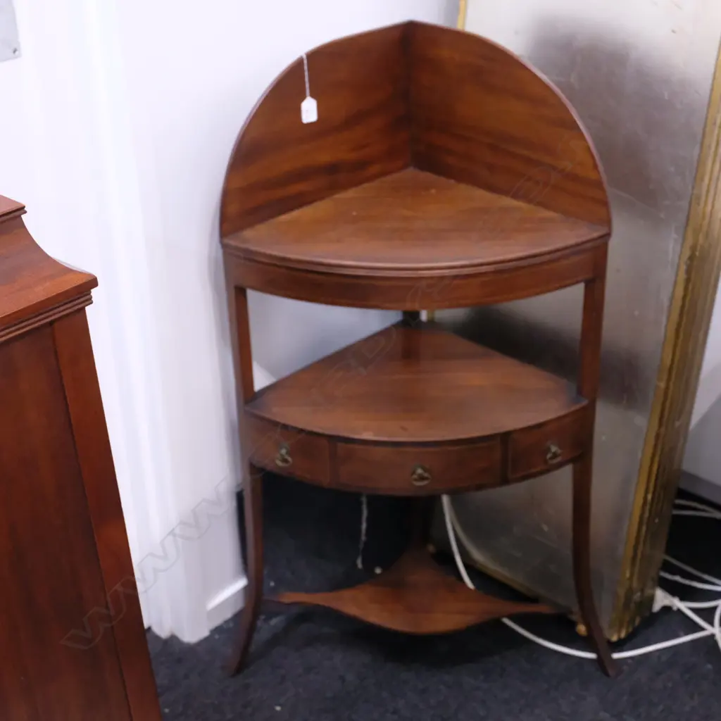 19TH C. MAHOGANY CORNER WASHSTAND Image 1++