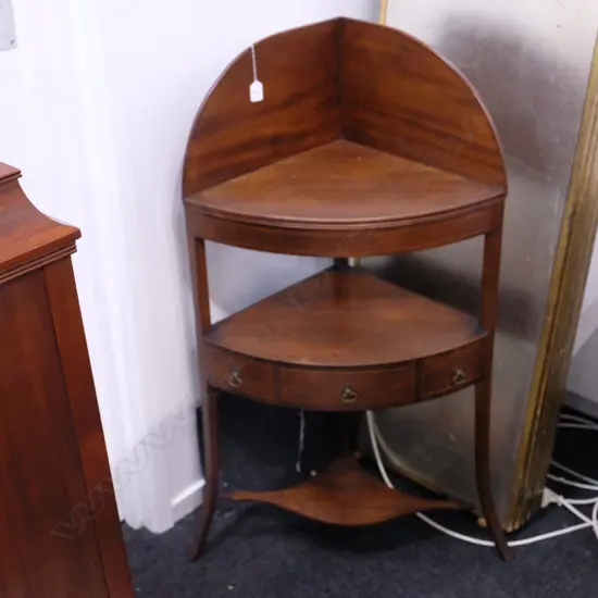19TH C. MAHOGANY CORNER WASHSTAND