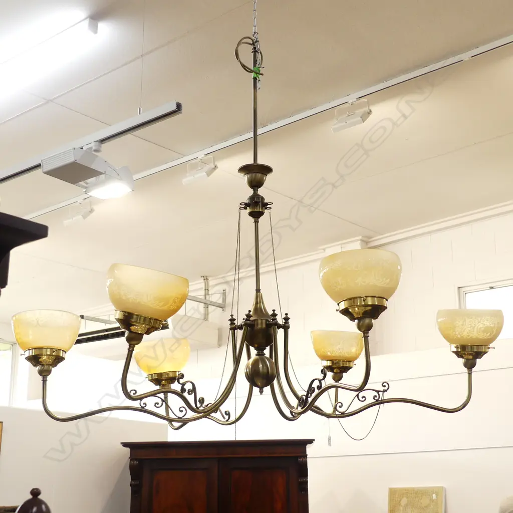 LARGE BRASS ANTIQUE STYLE LIGHT FITTING H 1100 MM Image 1++