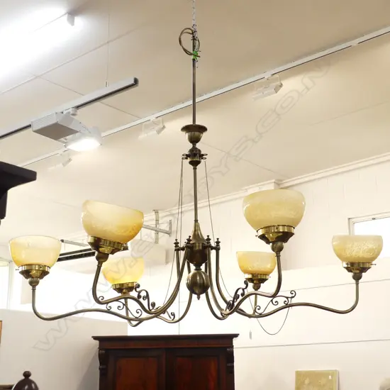 LARGE BRASS ANTIQUE STYLE LIGHT FITTING H 1100 MM