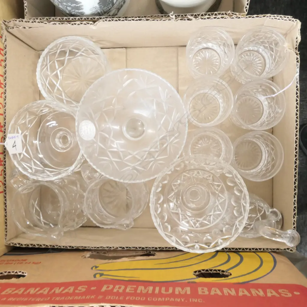 BOX CRYSTAL GLASSES COMPOTES JUGS ETC Image 1++