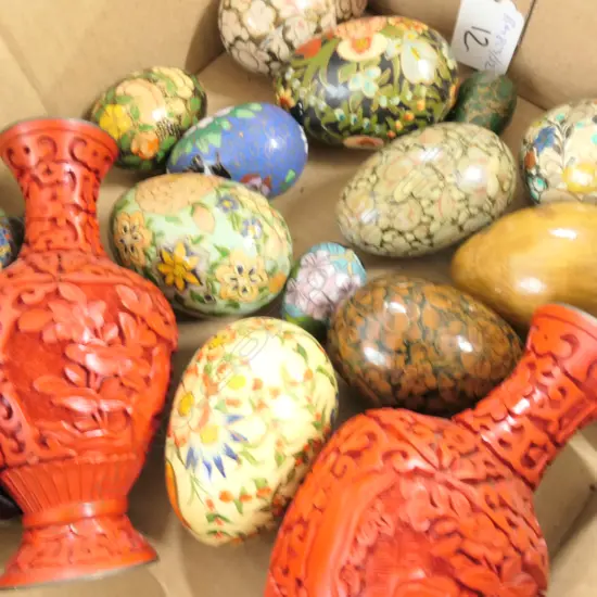 LOT ASST EGGS ETC AND ORIENTAL ITEMS