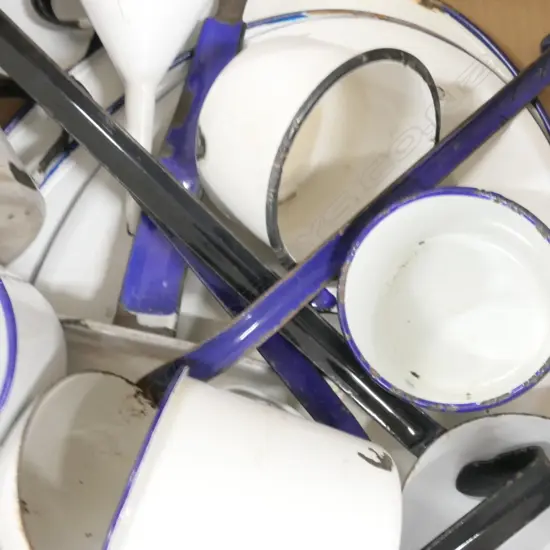 LOT ASST ENAMEL WARE DISHES/LADLES /PLATES ETC