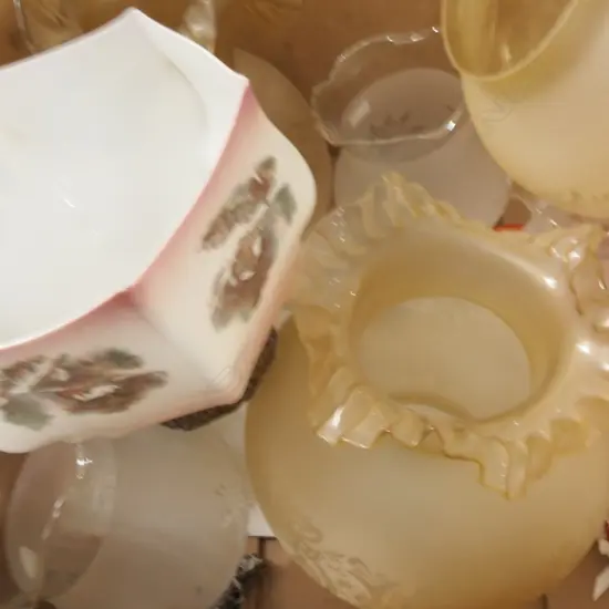 LOT ASST GLASS LIGHT SHADES