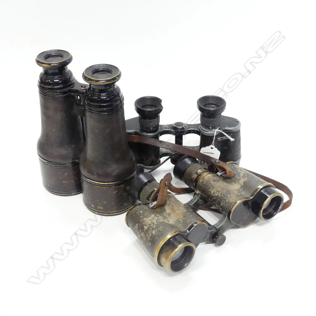 3 PAIRS OF VINTAGE BINOCULARS H 170 MM Image 1++