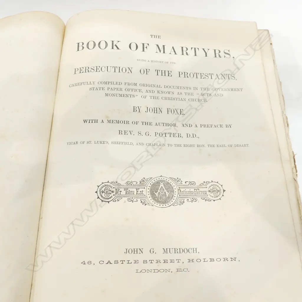 19thC LEATHER BOUND BOOK 'FOXES BOOK OF MARTYRS' Image 1++