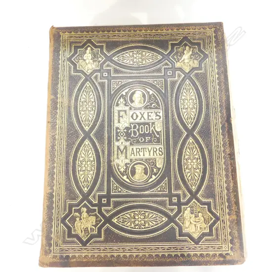 19thC LEATHER BOUND BOOK 'FOXES BOOK OF MARTYRS'