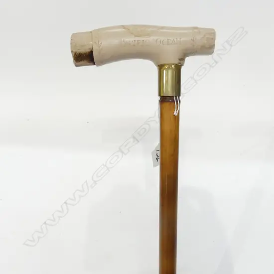 SWORD STICK WITH FAUX CORAL SCRIMSHAW HANDLE