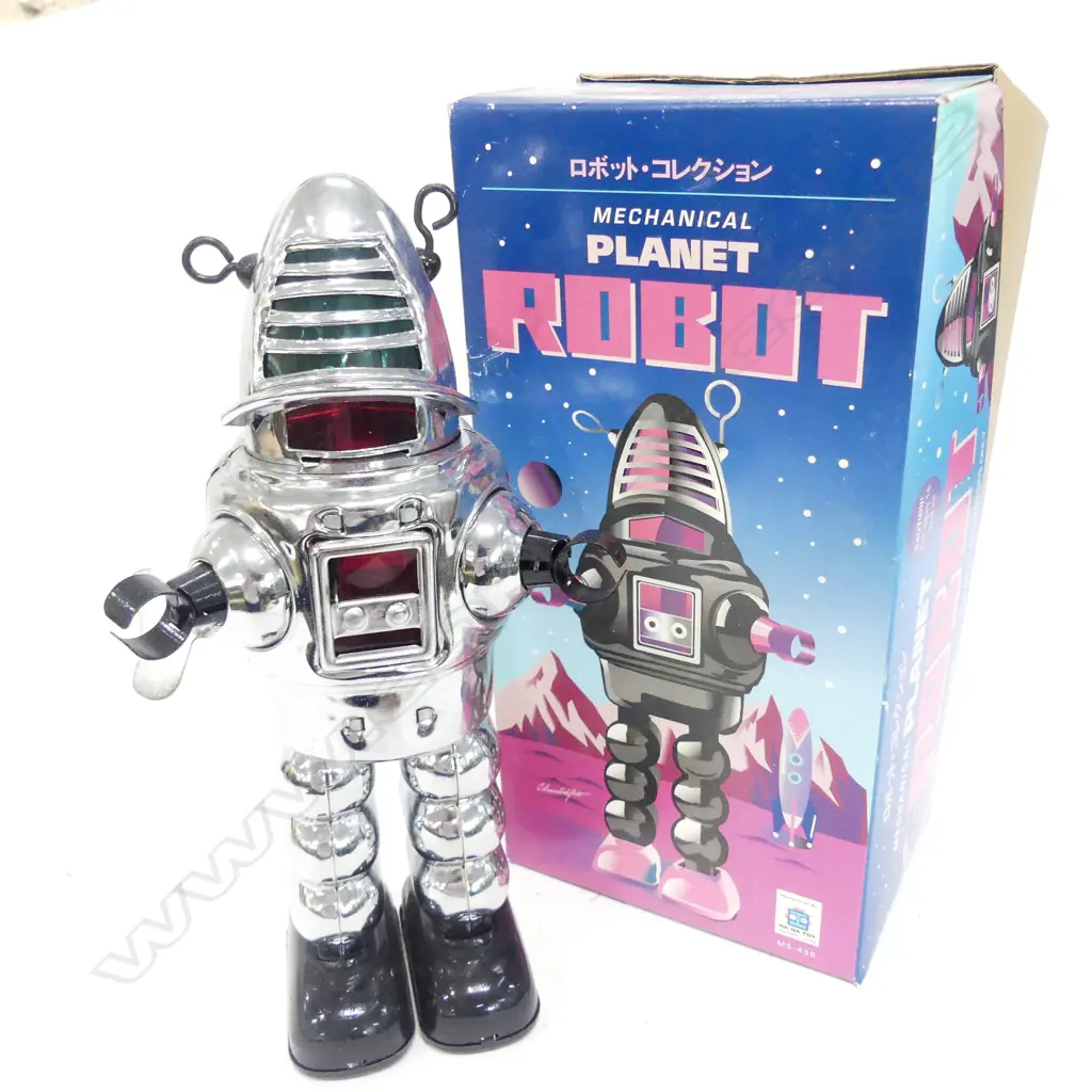 HA HA TOY MECHANICAL PLANET ROBOT TIN PLATE TOY IN ORIGINAL BOX H  240 MM Image 1++