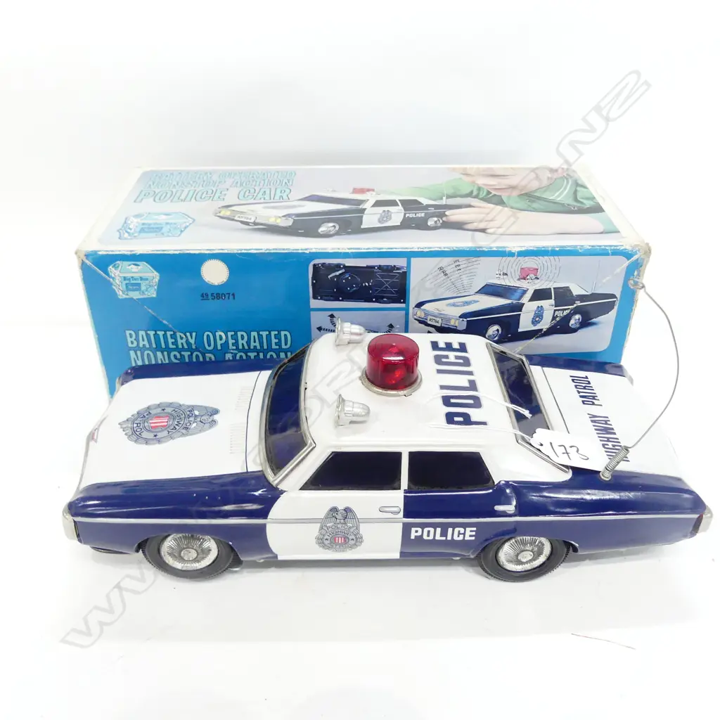 VINTAGE JAPANESE TIN PLATE USA POLICE CAR BOXED Image 1++