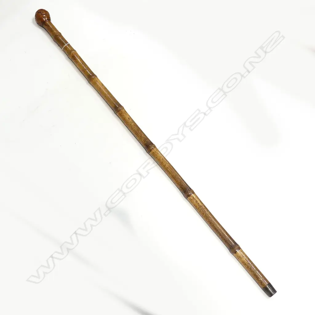An early 20thC bamboo shafted horse measuring walking stick Image 1++