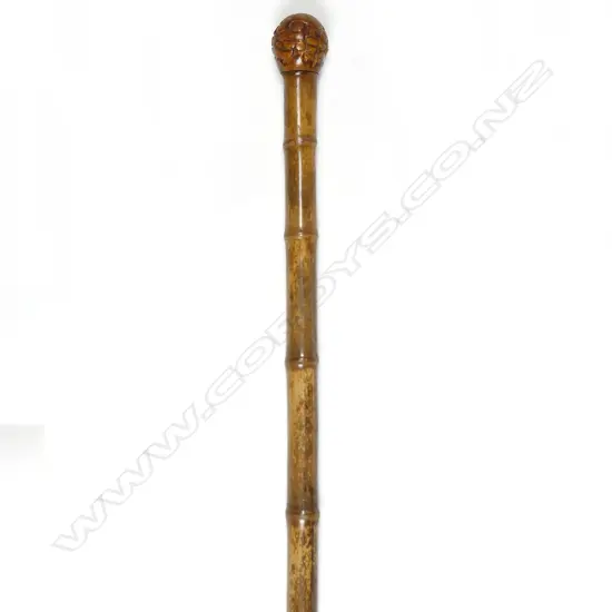 An early 20thC bamboo shafted horse measuring walking stick