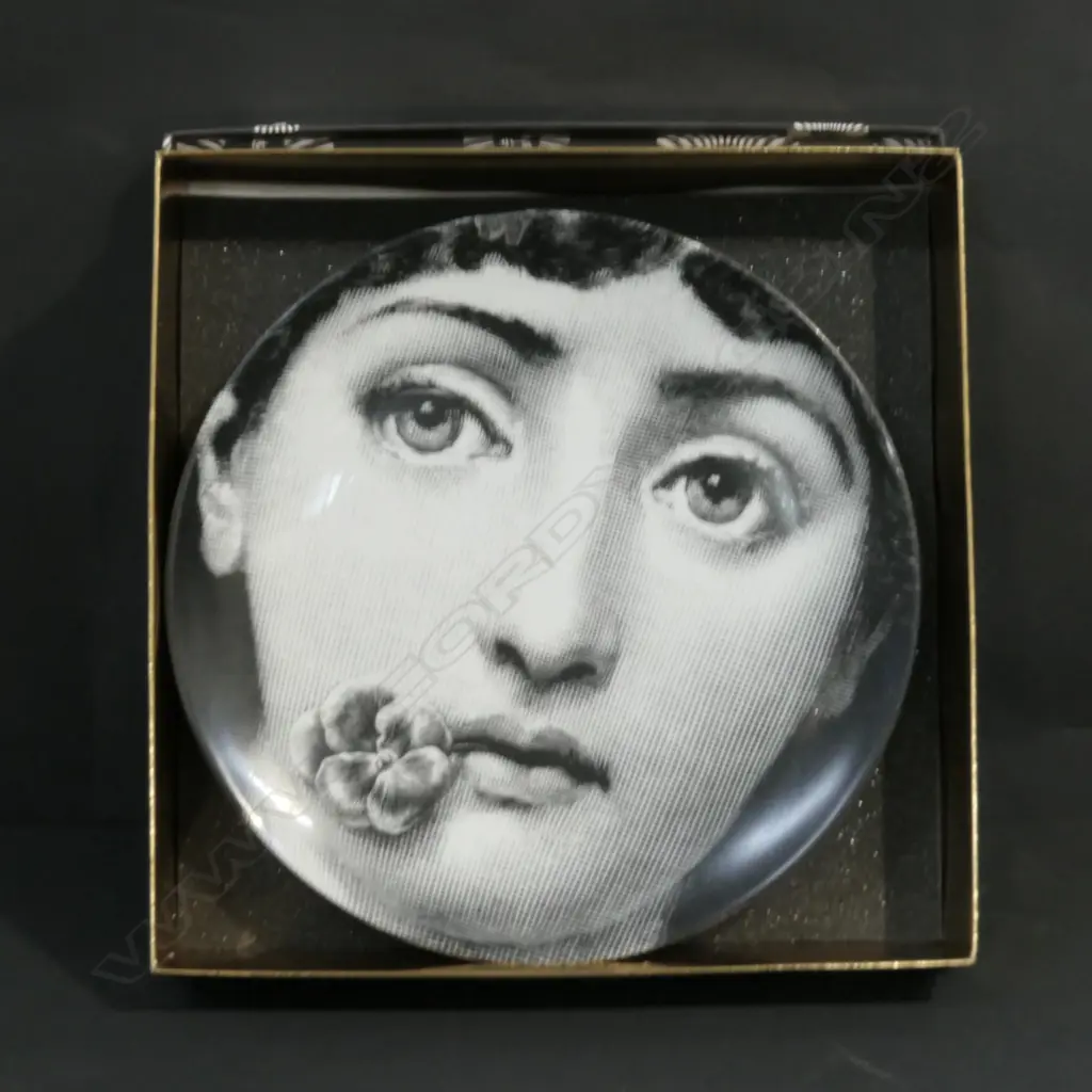 FORNASETTI NUMBERED PLATE GIRL WITH FLOWER A.F. - chipped Image 1++