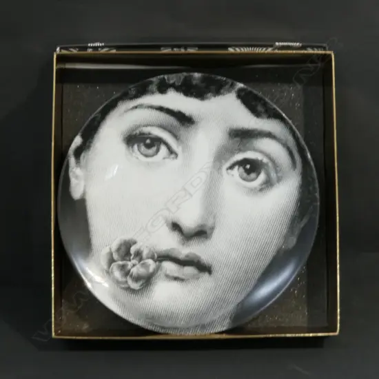 FORNASETTI NUMBERED PLATE GIRL WITH FLOWER A.F. - chipped