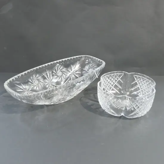 2 CRYSTAL BOWLS LARGEST W. 400MM