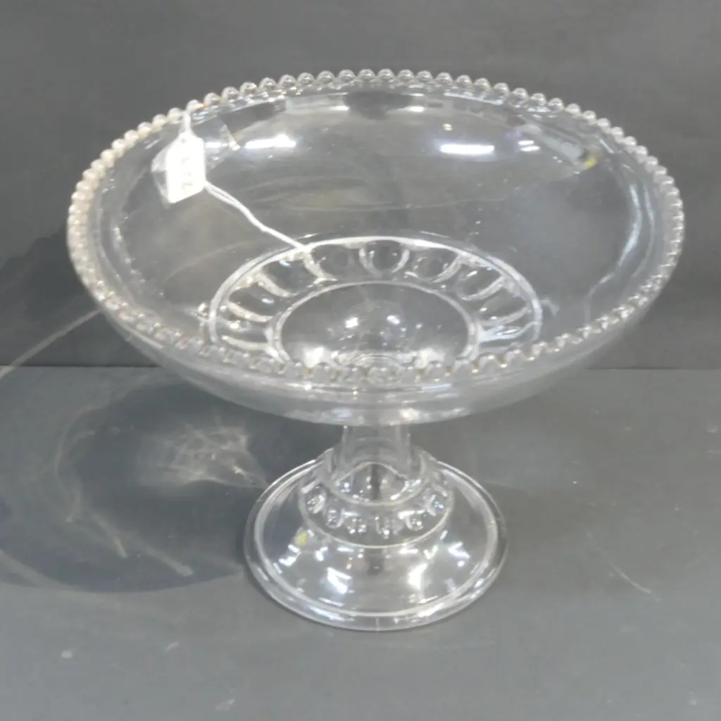 A GOOD VINTAGE PRESSED GLASS COMPORT Dia.265mm Image 1++