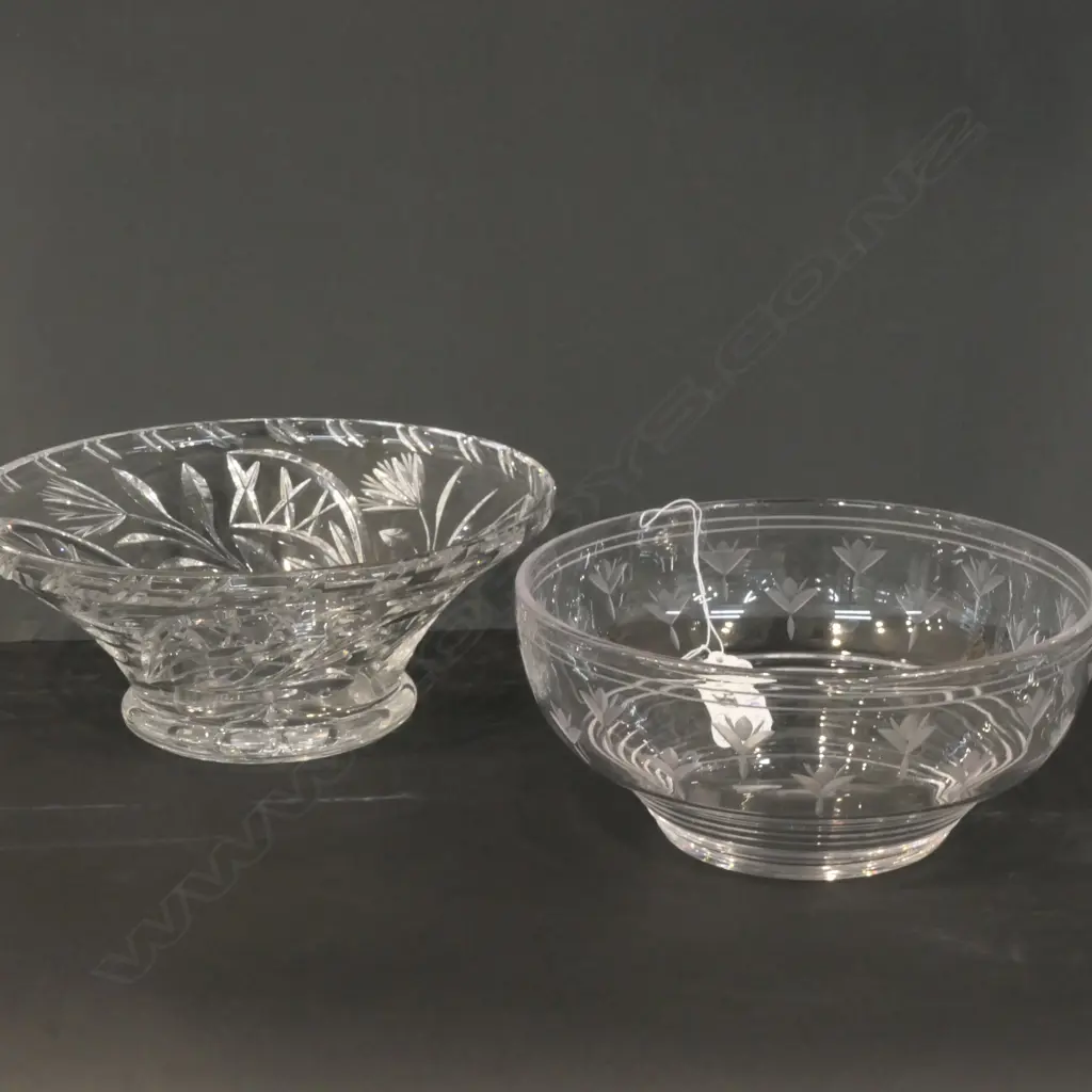 TWO QUALITY CRYSTAL BOWLS / STUART ETC 240MM DIA Image 1++