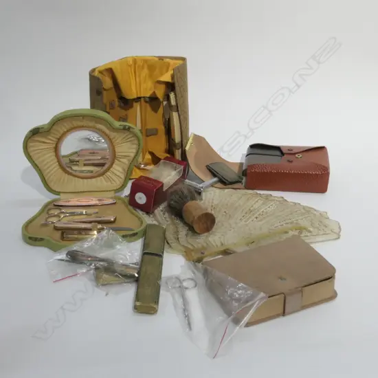 ASST VINTAGE MANICURE SETS /FAN ETC