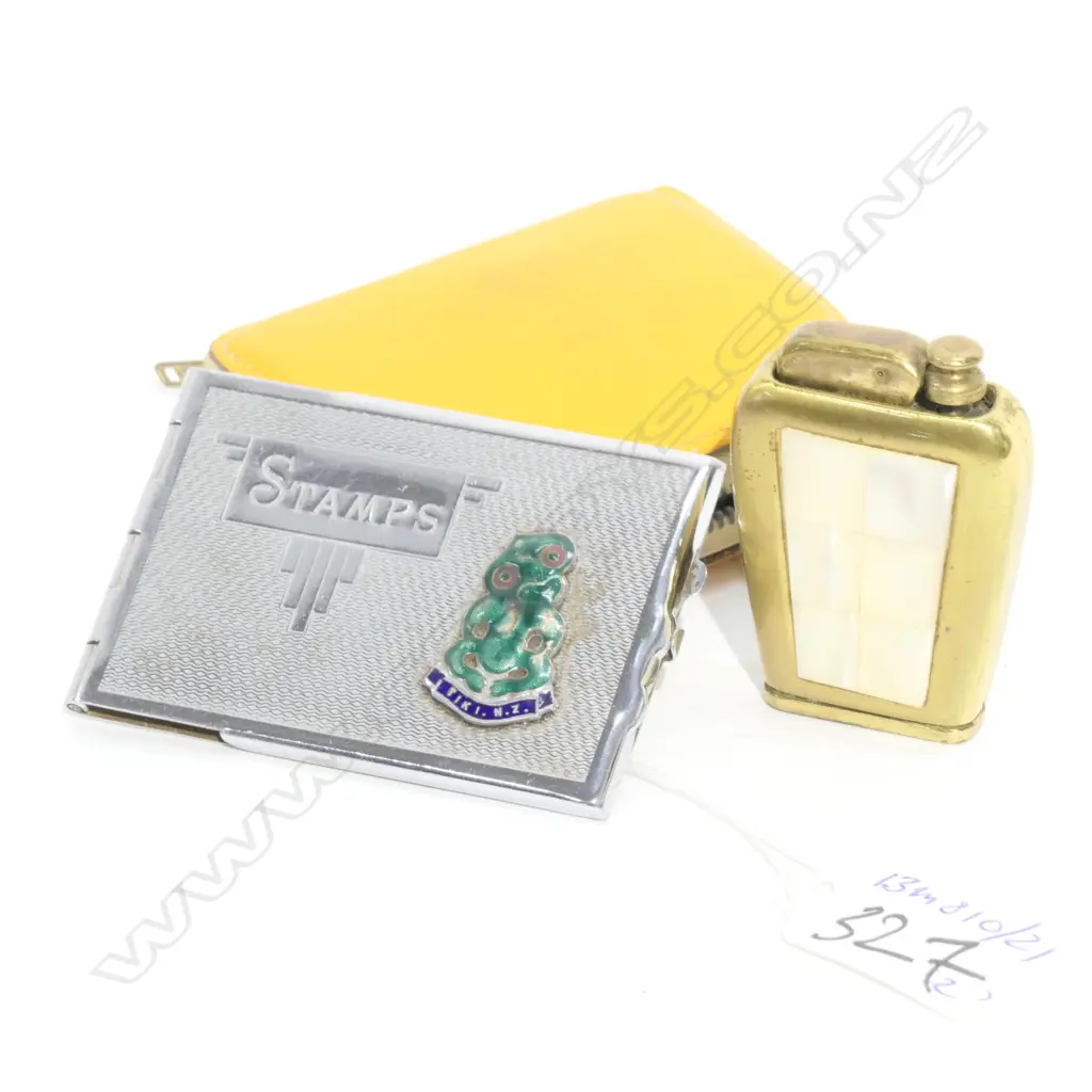 VINTAGE LIGHTER AND TIKI STAMP BOX Image 1++