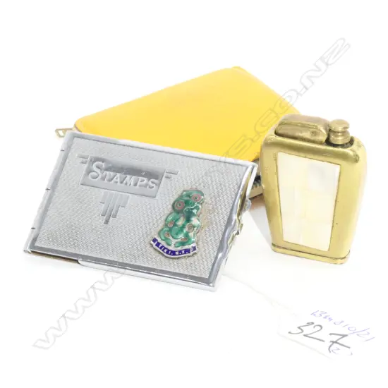 VINTAGE LIGHTER AND TIKI STAMP BOX