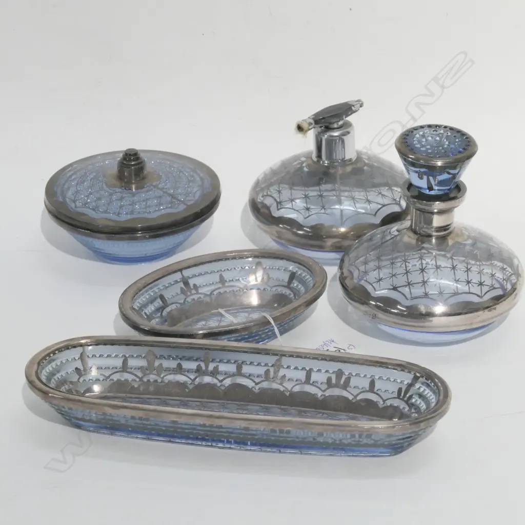 SILVER OVERLAY DRESSING TABLE SET Image 1++
