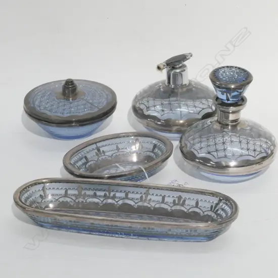 SILVER OVERLAY DRESSING TABLE SET