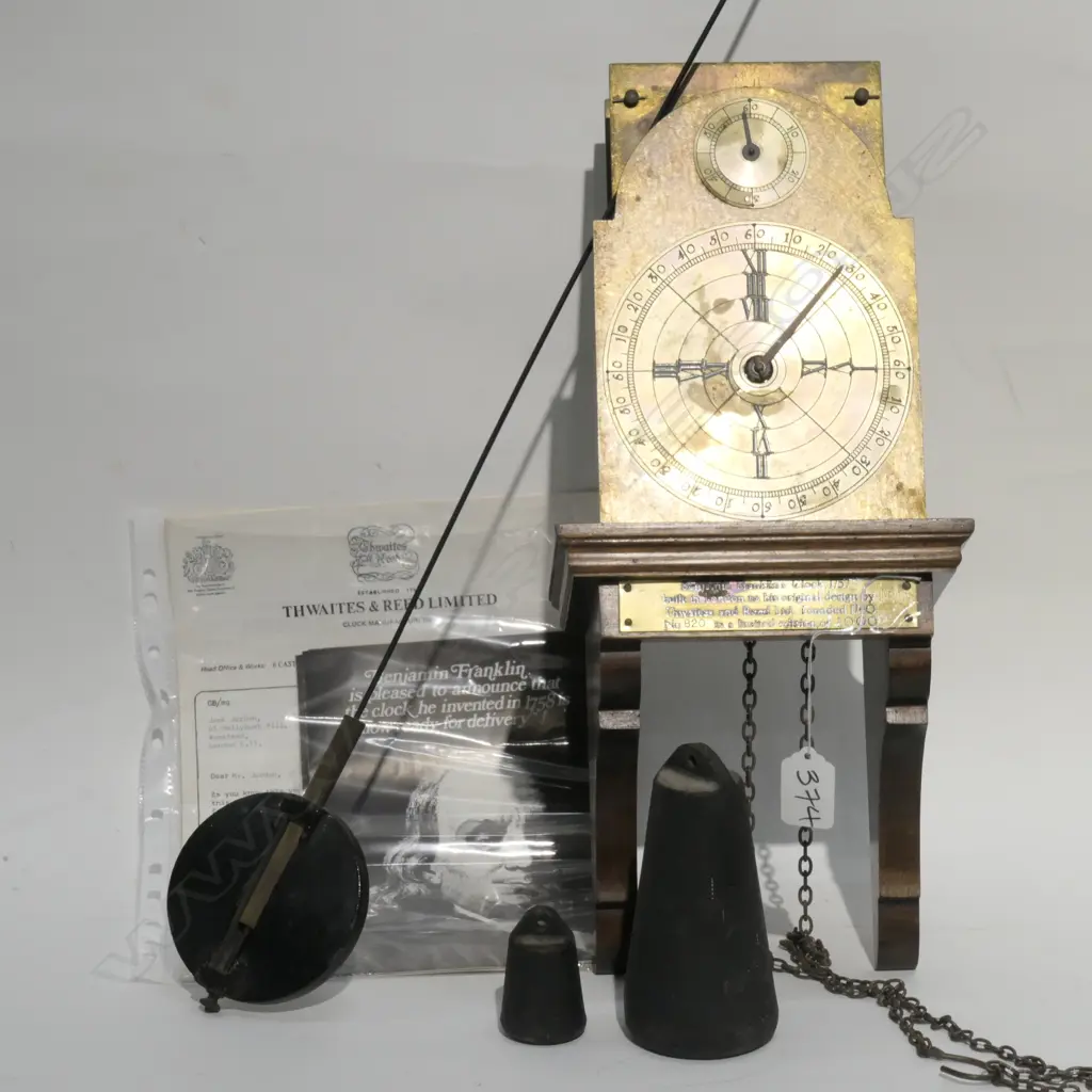 COPY OF BENJAMIN FRANKLIN'S CLOCK WITH PAPERWORK Image 1++