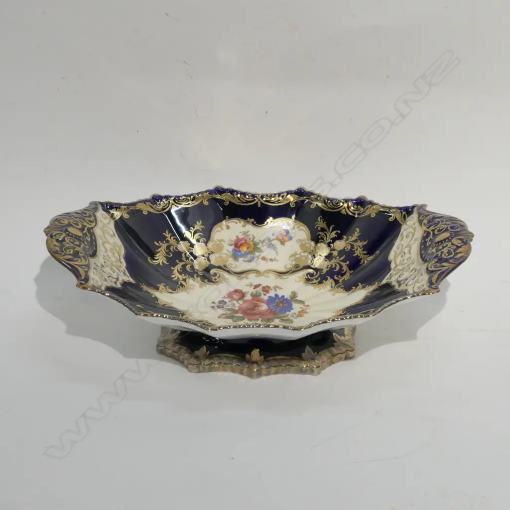 LARGE AYNSLEY COBALT BLUE & GILT FOOTED DISH Image 1++