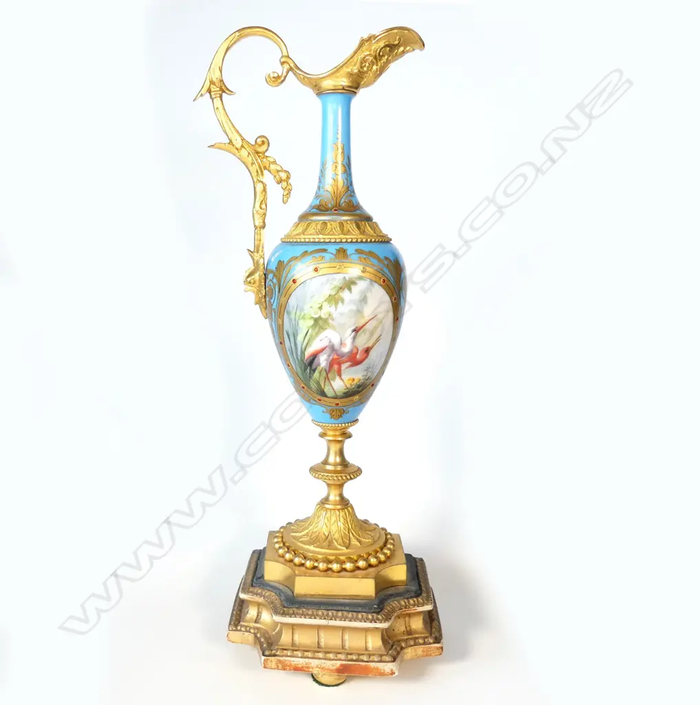 19THC SEVRES AND ORMOLU EWER VASE. Excellent condition ormolu Image 1++