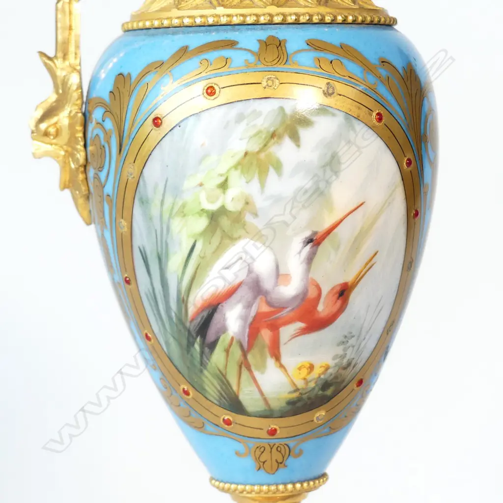 19THC SEVRES AND ORMOLU EWER VASE. Excellent condition ormolu Image 1++