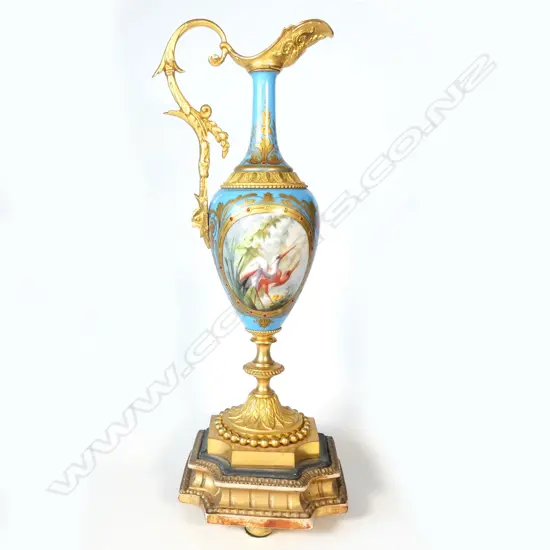 19THC SEVRES AND ORMOLU EWER VASE. Excellent condition ormolu