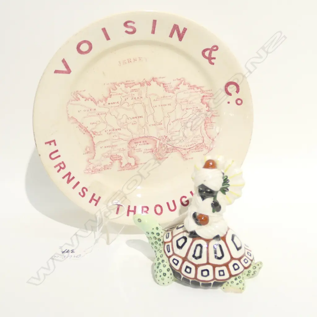 AUSTRIAN CERAMIC TORTOISE +FIGURE A.F & PLATE  Image 1++