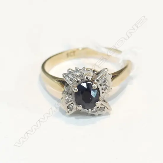 9CT SAPPHIRE & DIAMOND RING 2.35GMS