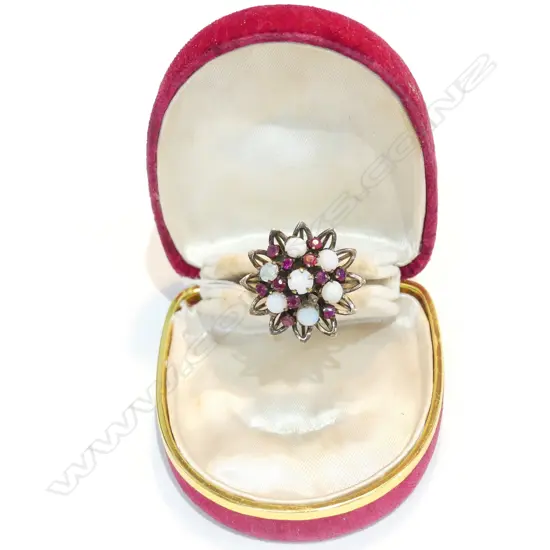 14K GOLD OPAL AND RUBY COCKTAIL RING A/F