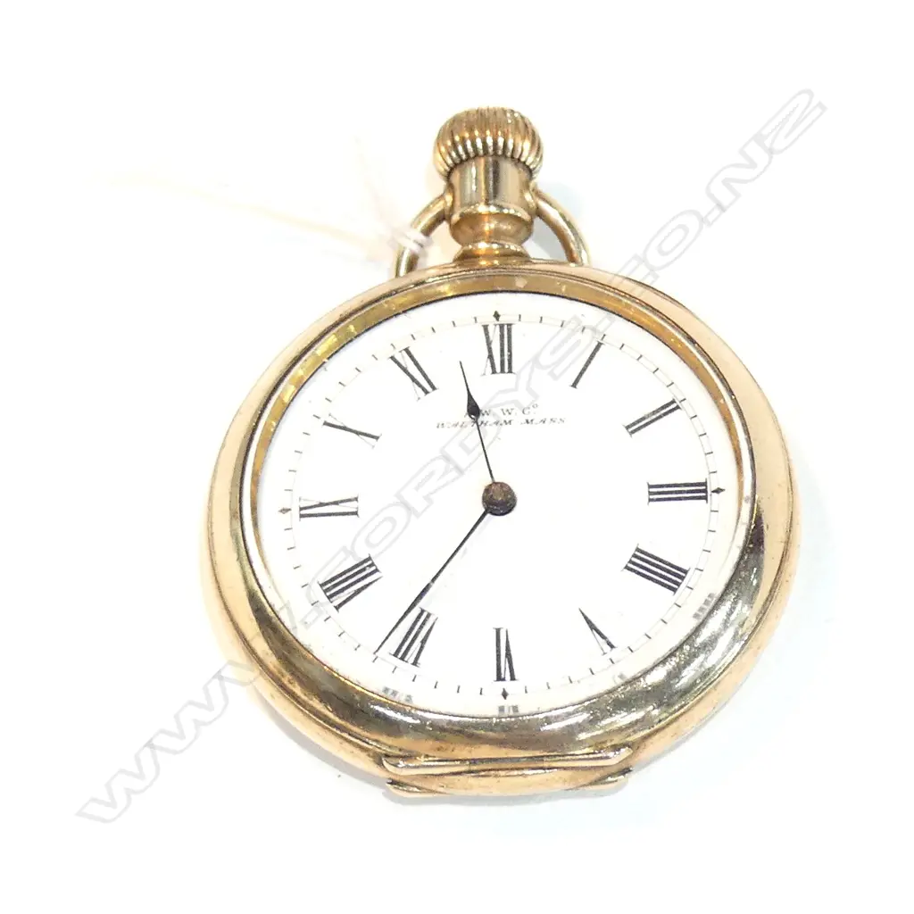 GOLD PLATE WALTHAM POCKET WATCH OPEN FACE. Image 1++
