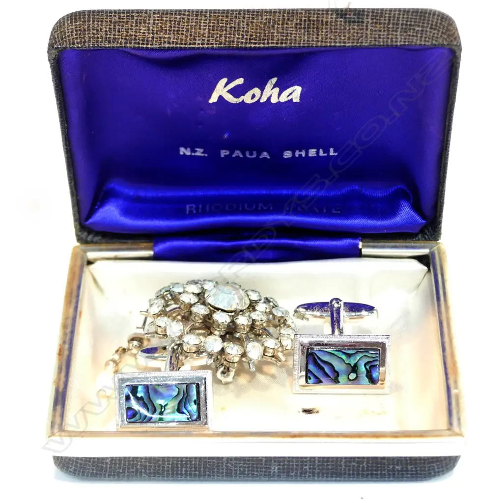 CUFFLINKS, SEED PEARL EARRINGS & PAST BROOCH Image 1++