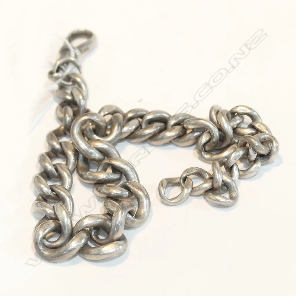C1900 SILVER GRADUATED CURB LINK ALBERT CHAIN 33GMS Image 1++