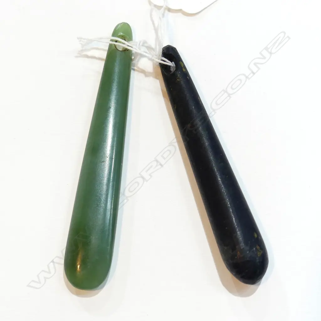 NEPHRITE  & BLACK STONE PENDANTS BOTH TAPERED  Image 1++