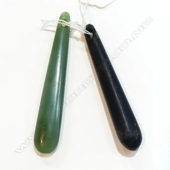 NEPHRITE  & BLACK STONE PENDANTS BOTH TAPERED 